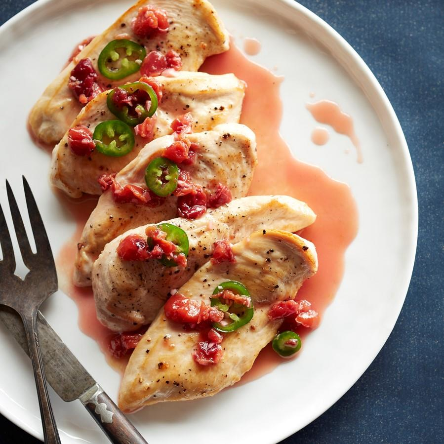 Chicken with Spicy Cherry-Lime Pan Sauce