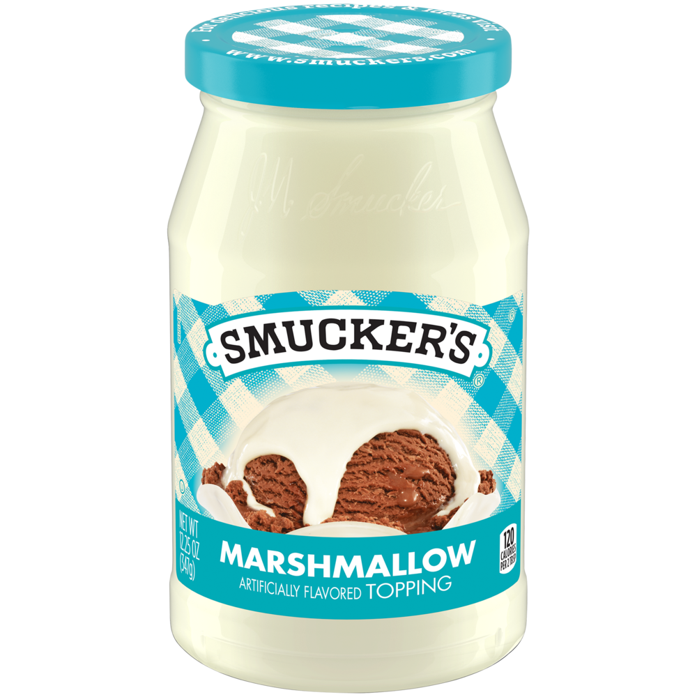 a jar of Smucker's Marshmallow artificially flavored topping