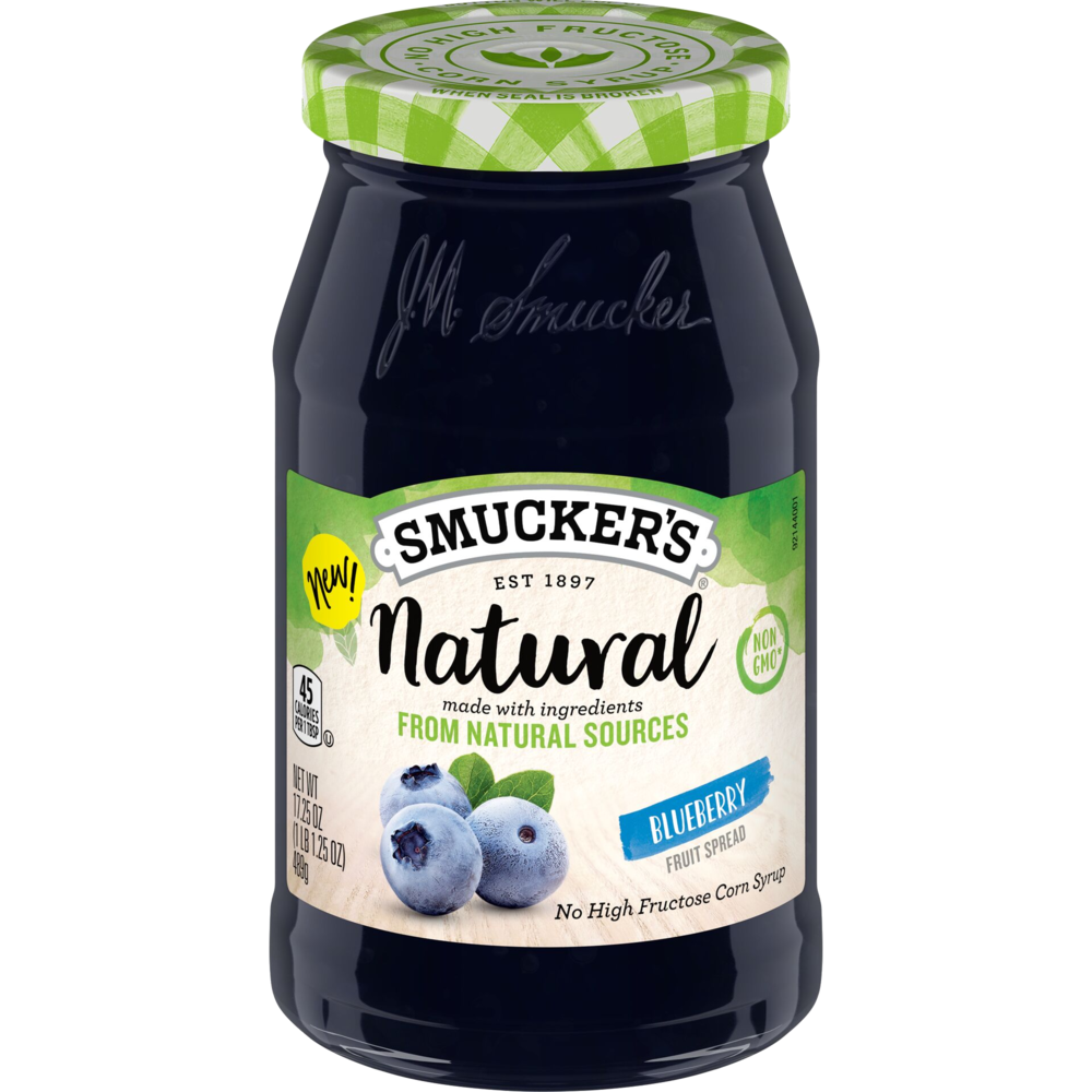 a jar of Smucker's Natural Blueberry Fruit Spread